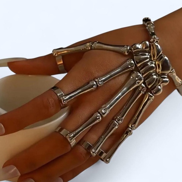 Silver Skeleton Hand Bracelet - Picture 1 of 2